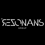rezonans - logo white - black background